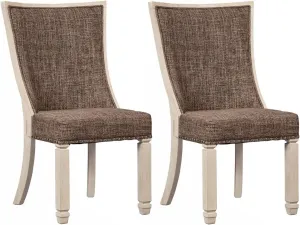 Signature Design by Ashley Bolanburg Modern Farmhouse Upholstered Dining Chair, 2 Count, Brown