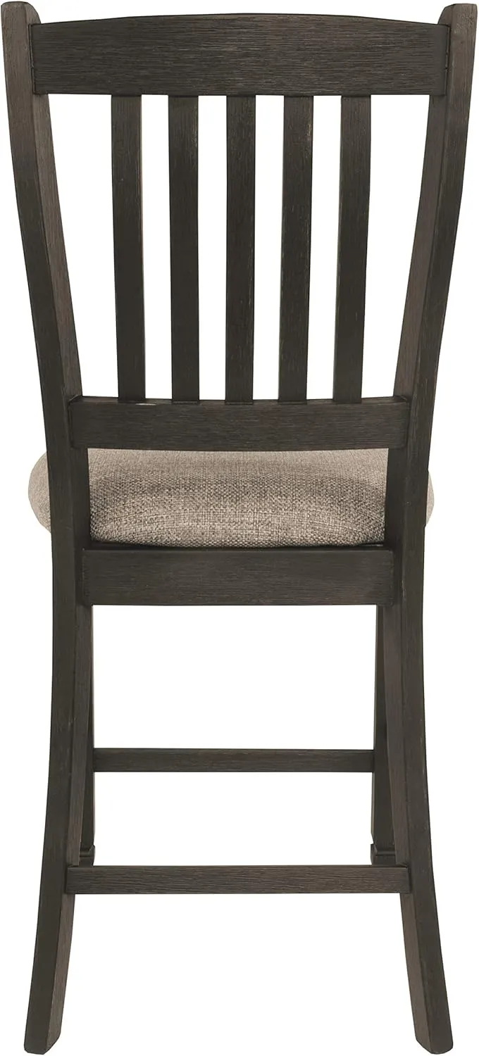 Signature Design by Ashley Tyler Creek Farmhouse 24.38" Counter Height Upholstered Barstool, Set of 2, Almost Black