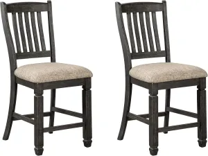 Signature Design by Ashley Tyler Creek Farmhouse 24.38" Counter Height Upholstered Barstool, Set of 2, Almost Black