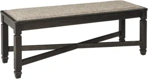 Signature Design by Ashley Tyler Creek Modern Farmhouse Upholstered Dining Room Bench, Antique Black Finish