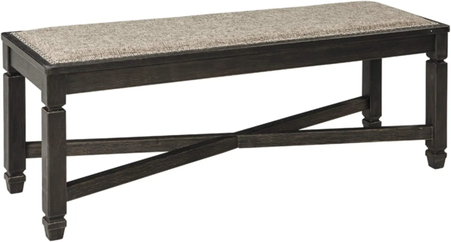 Signature Design by Ashley Tyler Creek Modern Farmhouse Upholstered Dining Room Bench, Antique Black Finish