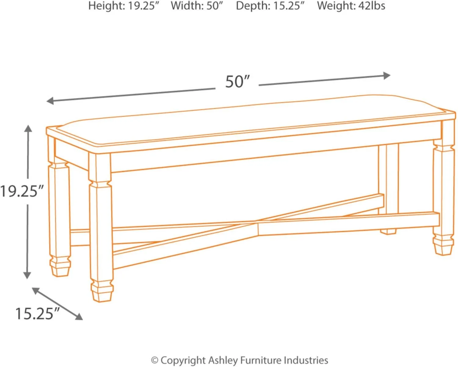 Signature Design by Ashley Tyler Creek Modern Farmhouse Upholstered Dining Room Bench, Antique Black Finish