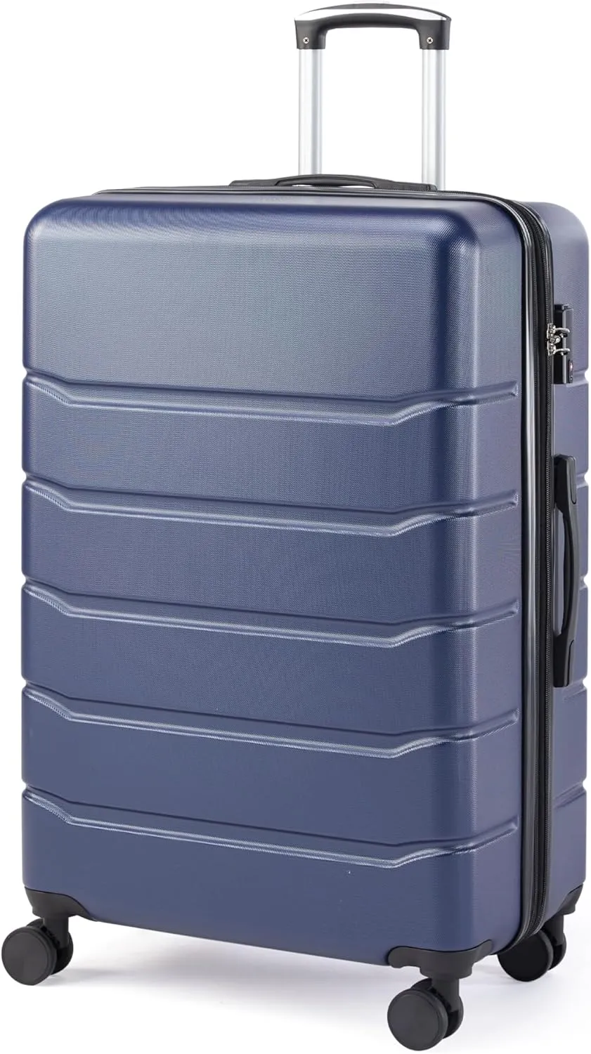 Simple Deluxe 24 Inch Hardside Carry On Luggage, Suitcase with Double Spinner Wheels & TSA Lock, Hard Shell, Expandable Rolling Lightweight, Blue