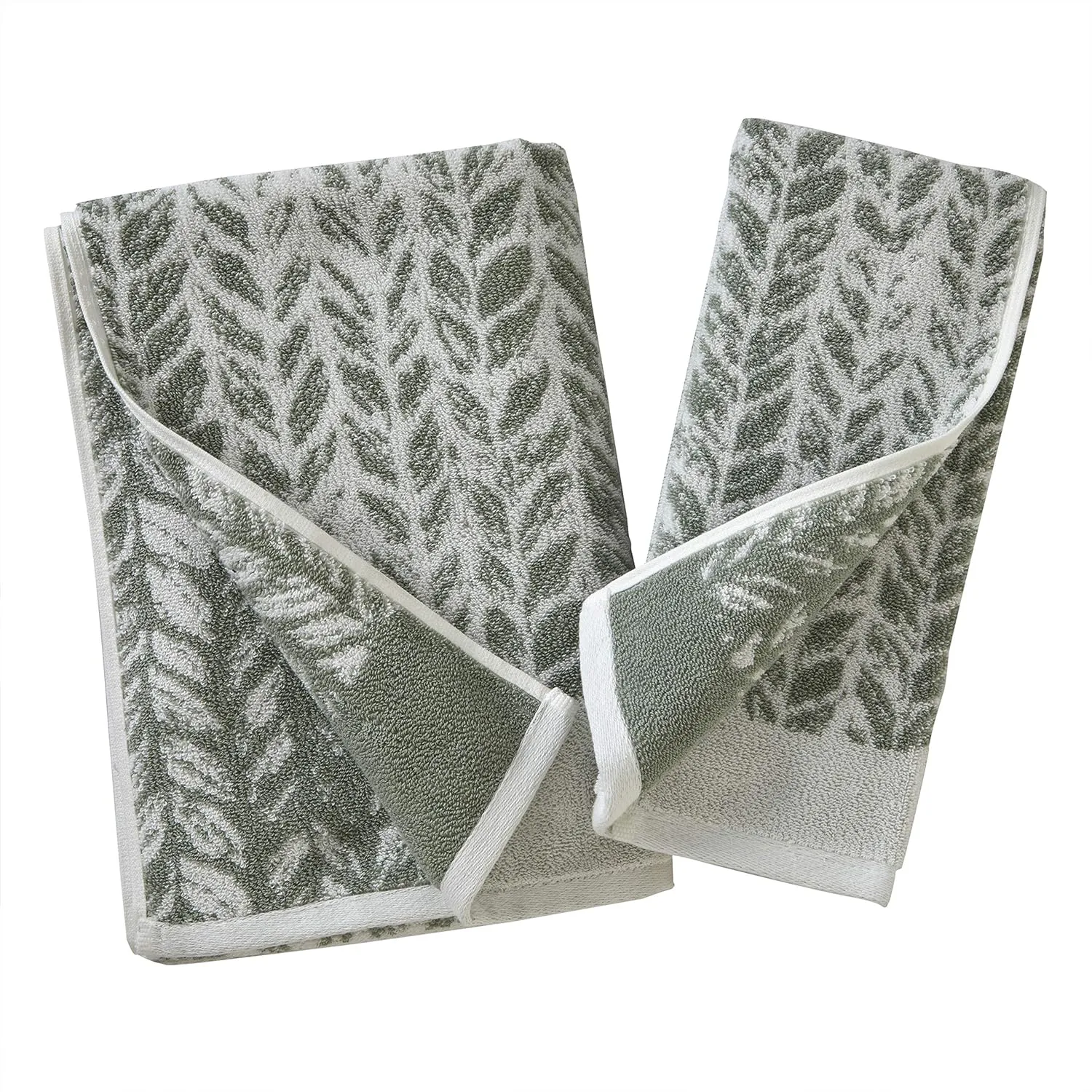 SKL Home by Saturday Knight Ltd. Distressed Leaves Hand Towel (2-Pack),Sage , 16x26
