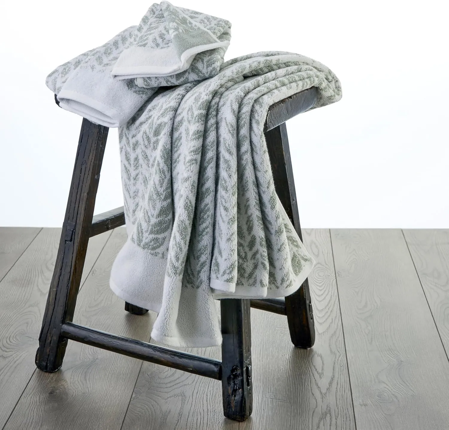 SKL Home by Saturday Knight Ltd. Distressed Leaves Hand Towel (2-Pack),Sage , 16x26
