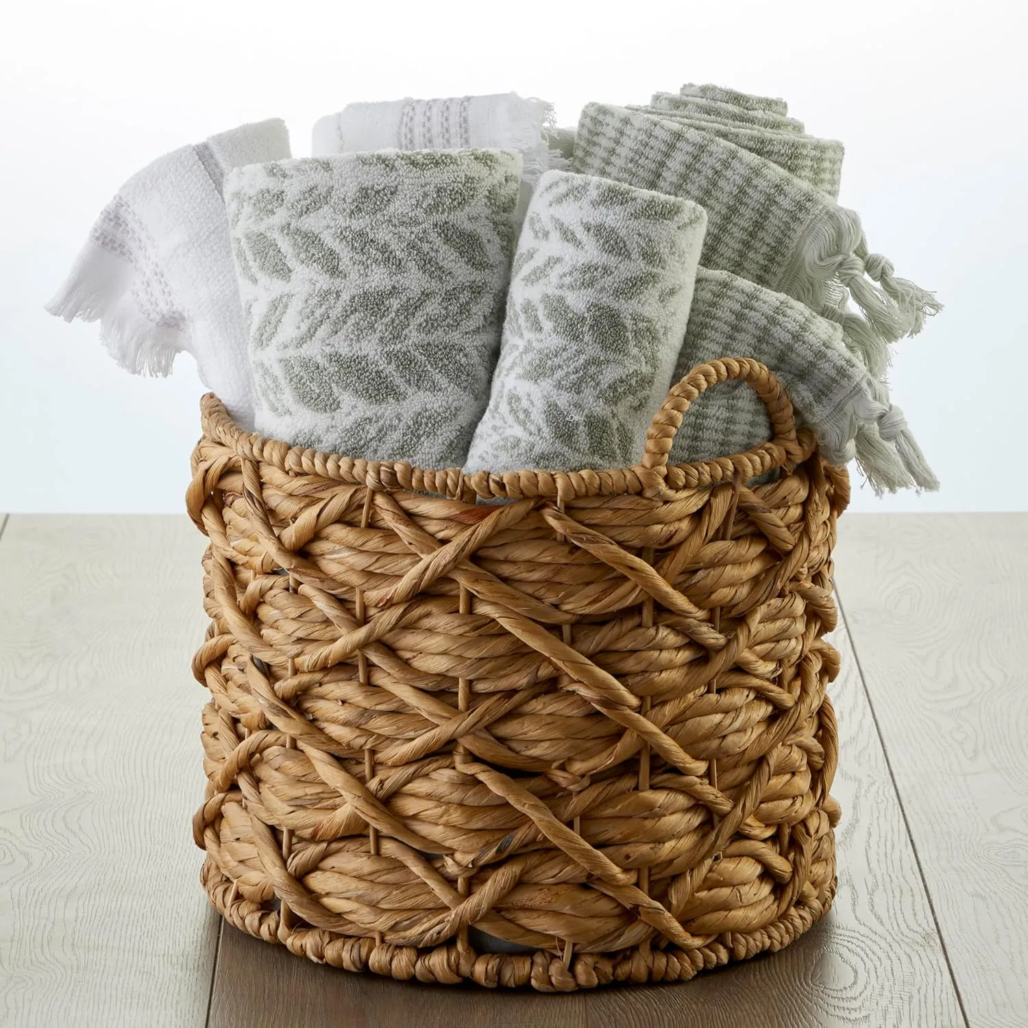 SKL Home by Saturday Knight Ltd. Distressed Leaves Hand Towel (2-Pack),Sage , 16x26