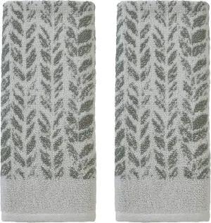 SKL Home by Saturday Knight Ltd. Distressed Leaves Hand Towel (2-Pack),Sage , 16x26