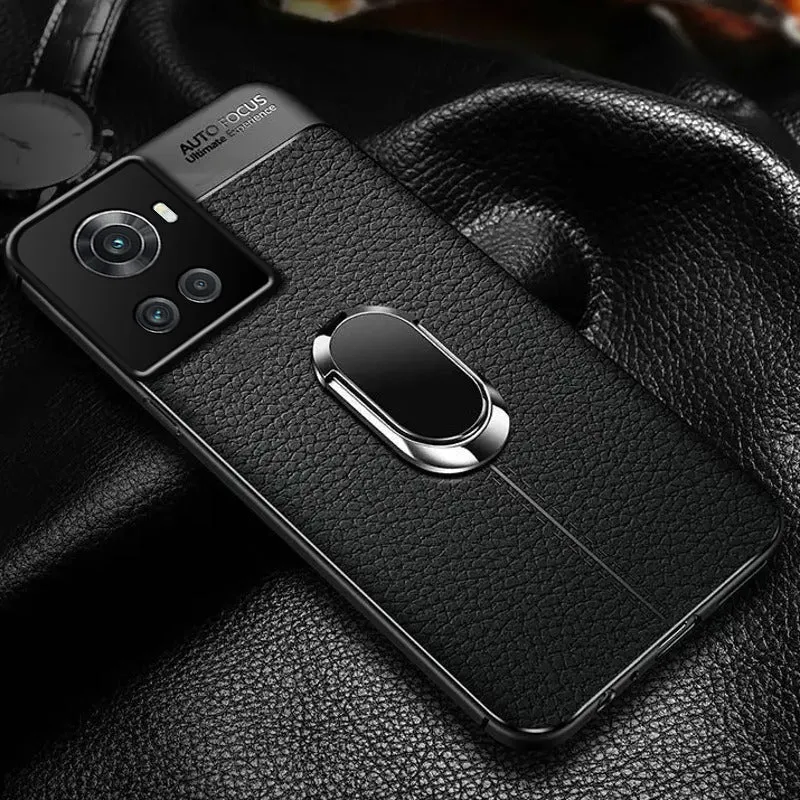 Sleek Urban Leather Ring Holder Case - OnePlus
