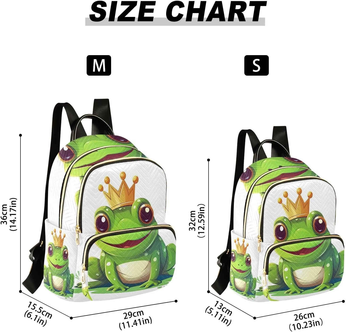 Small Backpack Purse for Women, Frog Prince Travel Bag Casual Daypack Shoulder Bag
