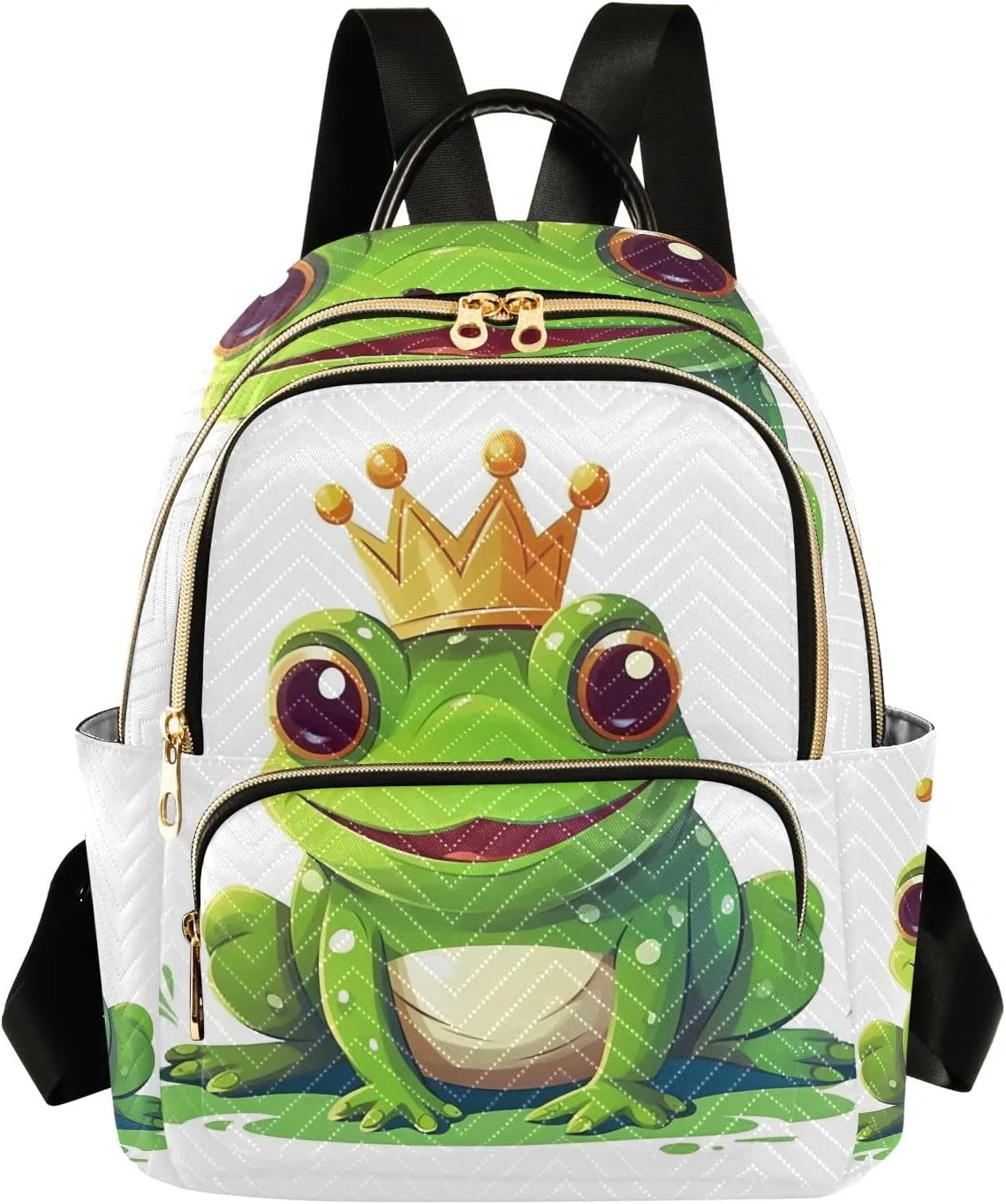 Small Backpack Purse for Women, Frog Prince Travel Bag Casual Daypack Shoulder Bag