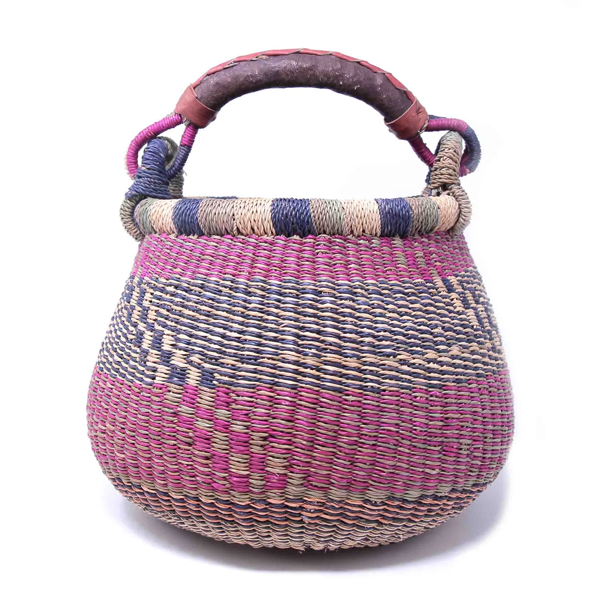 Small Bolga Pot Basket - Mixed Colors