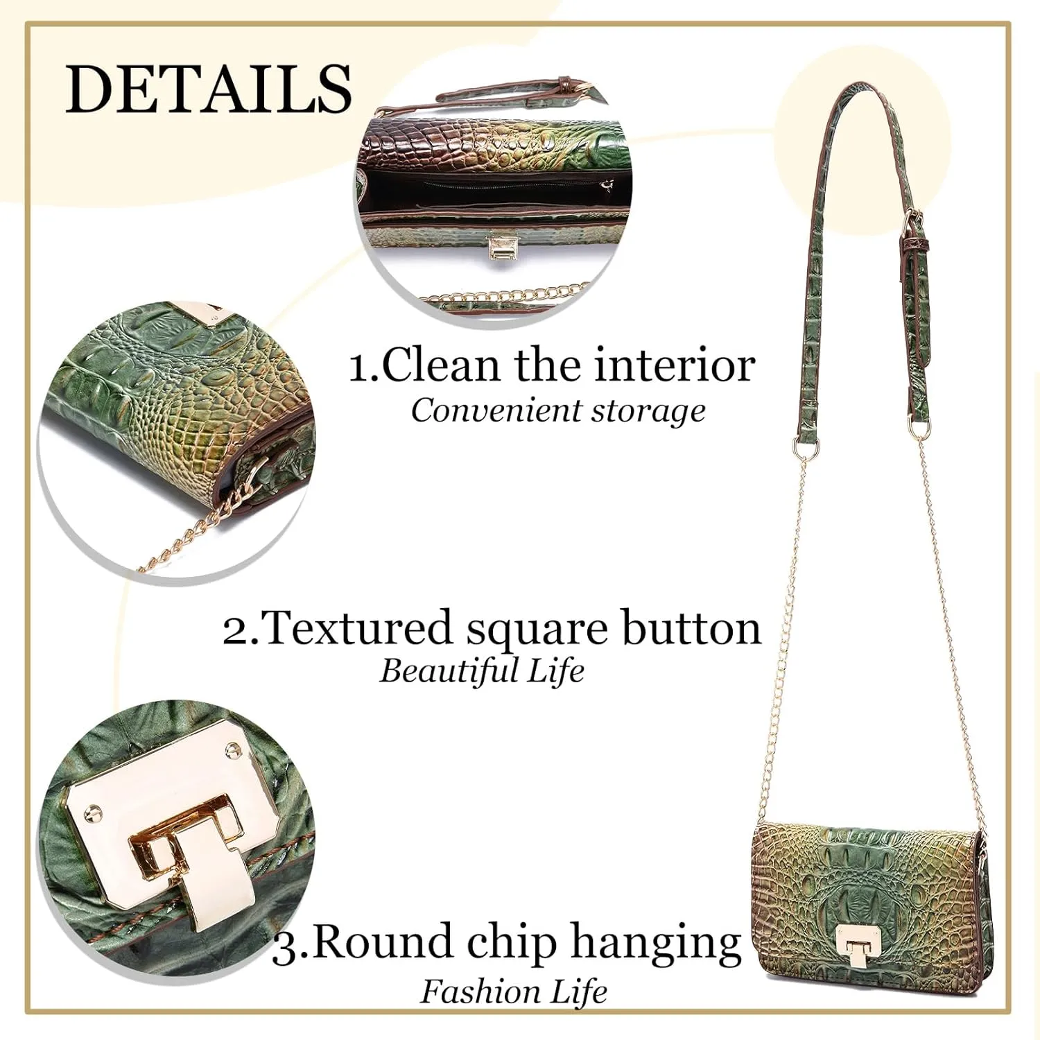 Small Crocodile Crossbody Cell Phone Purse for women Vegan Leather Clutch Wallet with Leather Shoulder Strap