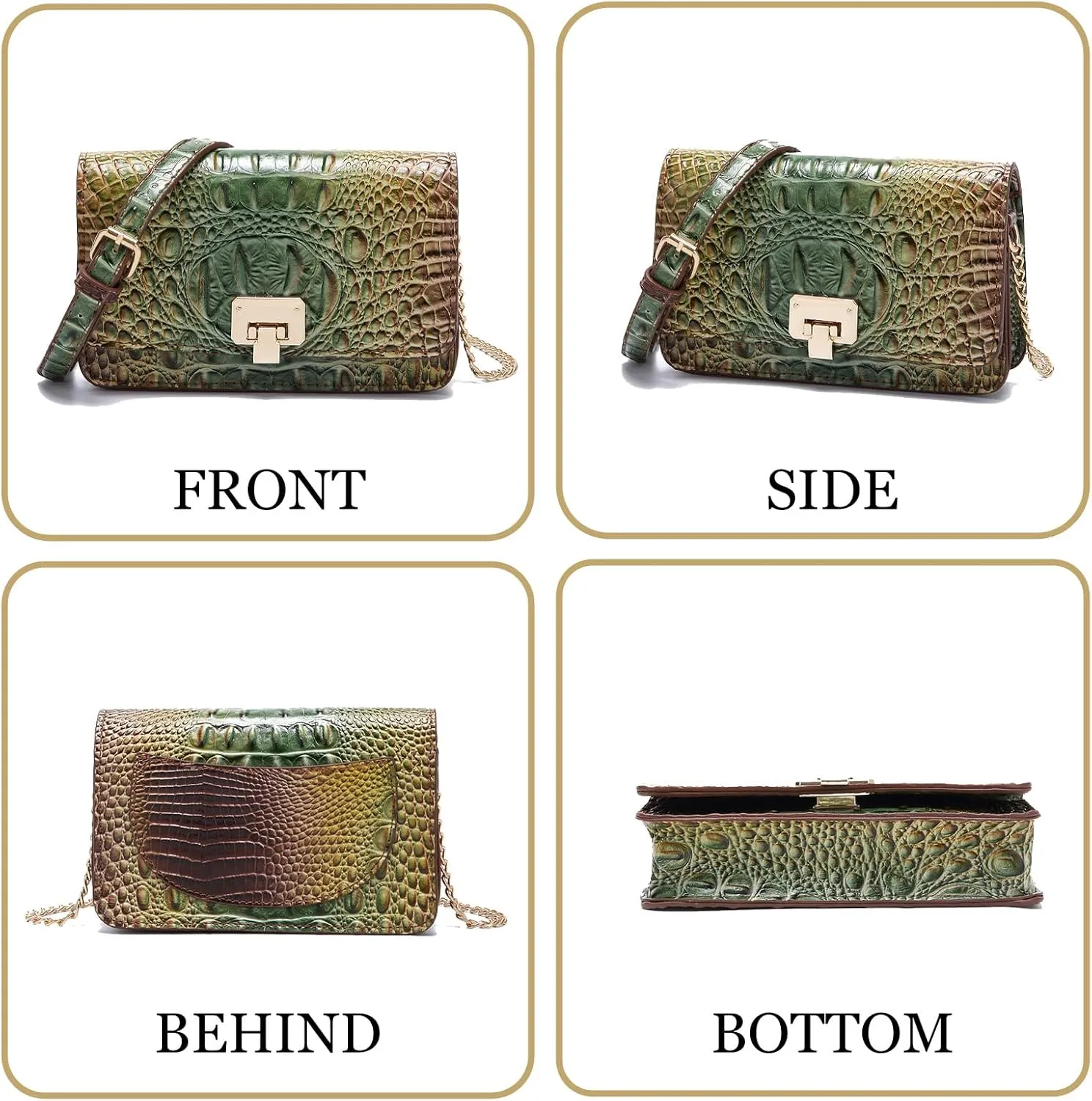 Small Crocodile Crossbody Cell Phone Purse for women Vegan Leather Clutch Wallet with Leather Shoulder Strap