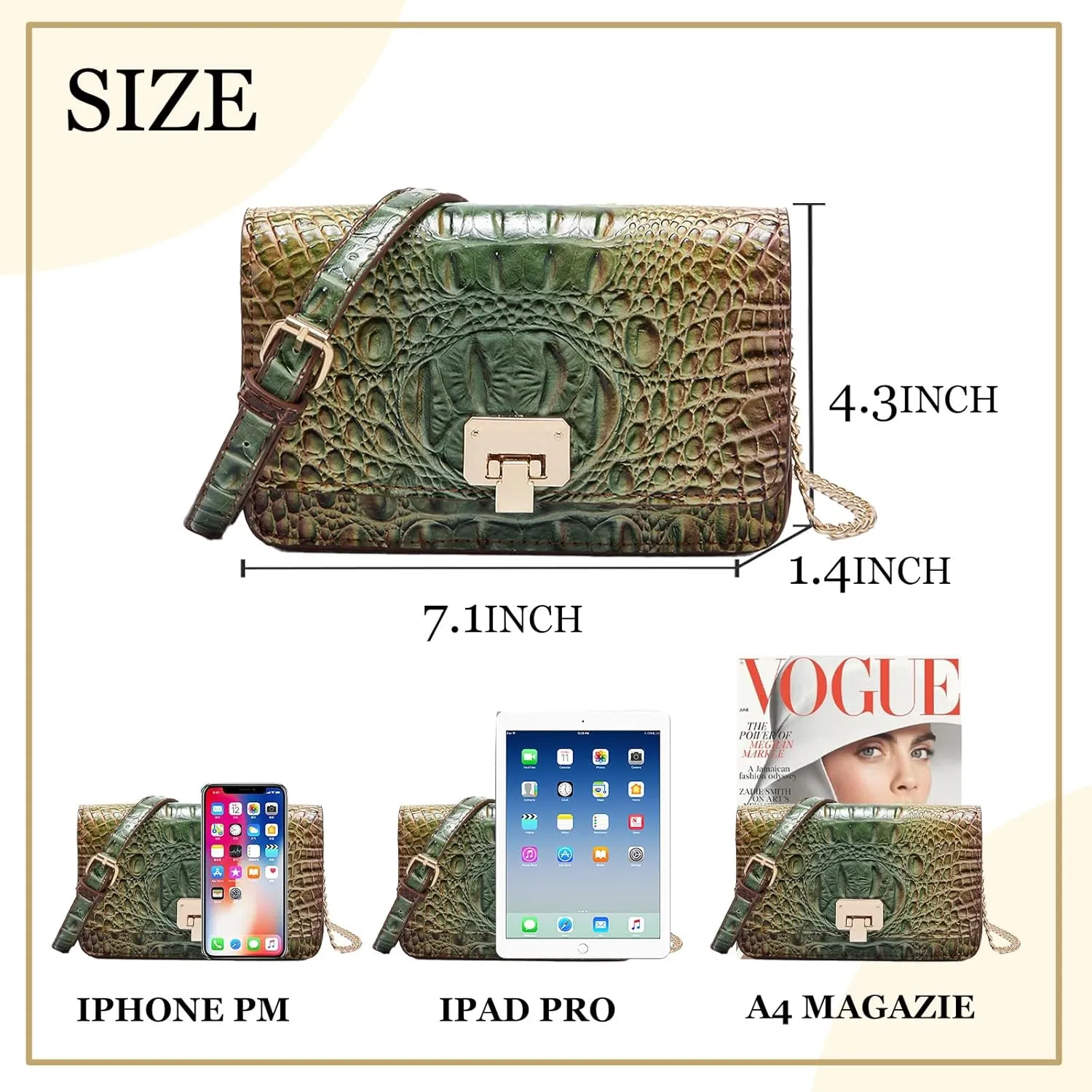 Small Crocodile Crossbody Cell Phone Purse for women Vegan Leather Clutch Wallet with Leather Shoulder Strap