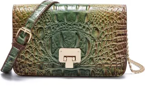 Small Crocodile Crossbody Cell Phone Purse for women Vegan Leather Clutch Wallet with Leather Shoulder Strap