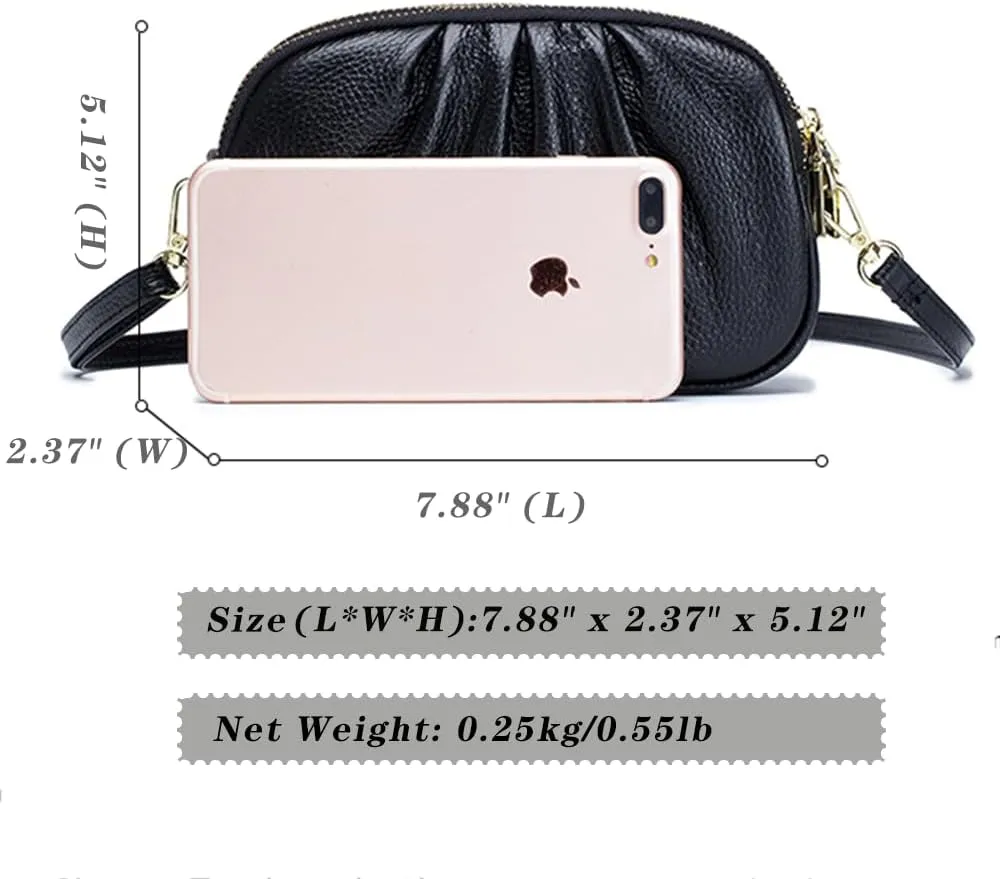 Small Crossbody Bag for Women Trendy，Genuine Leather Crossbody Cell Phone Purse with Triple Compartments.