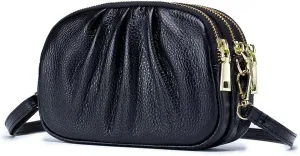 Small Crossbody Bag for Women Trendy，Genuine Leather Crossbody Cell Phone Purse with Triple Compartments.