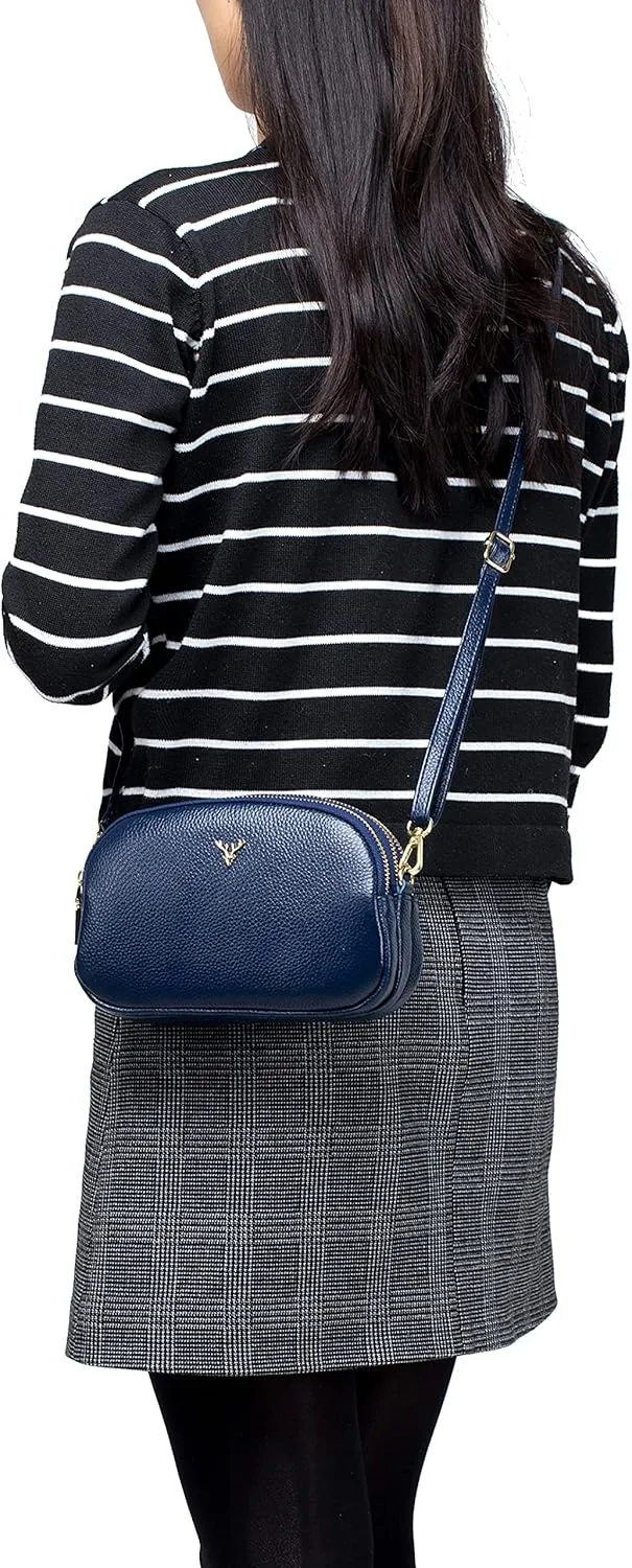 Small Crossbody Bags Genuine Leather Shoulder Handbags Trendy Design Cellphone Purses for Women and Girls