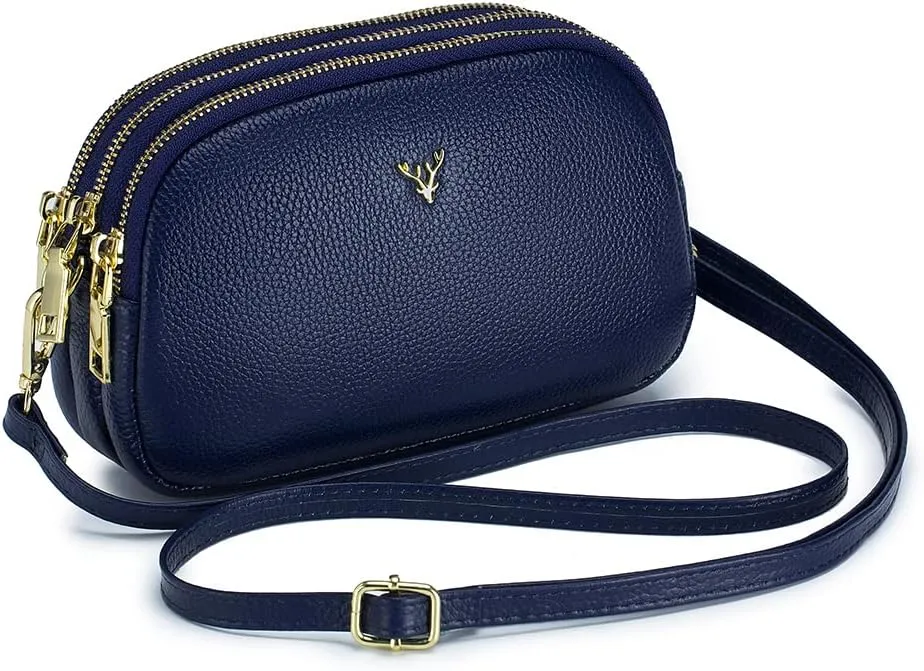 Small Crossbody Bags Genuine Leather Shoulder Handbags Trendy Design Cellphone Purses for Women and Girls