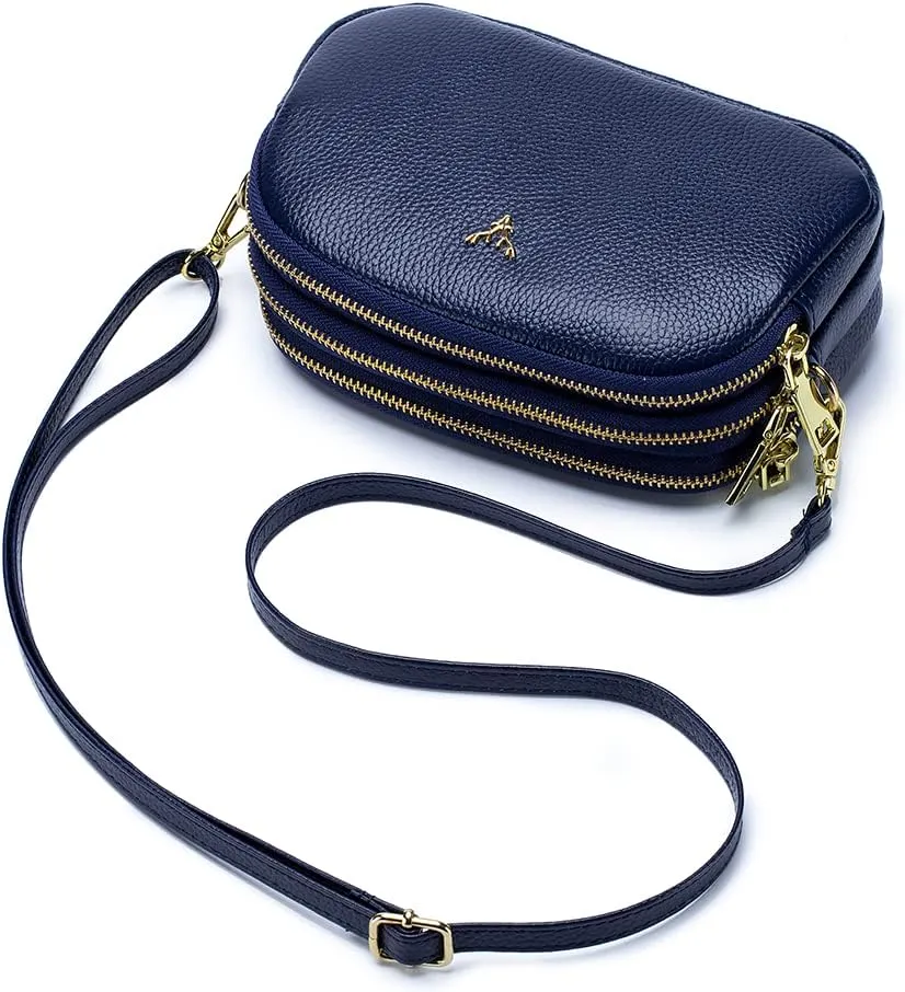 Small Crossbody Bags Genuine Leather Shoulder Handbags Trendy Design Cellphone Purses for Women and Girls