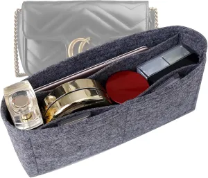 Small Purse Organizer Insert for GG Marmont Medium Matelasse Shoulder Handbag and More, Felt Small Handbag Insert Liner Pouch for Women Inner Bladder Bag Storage Bag(Medium, Grey)