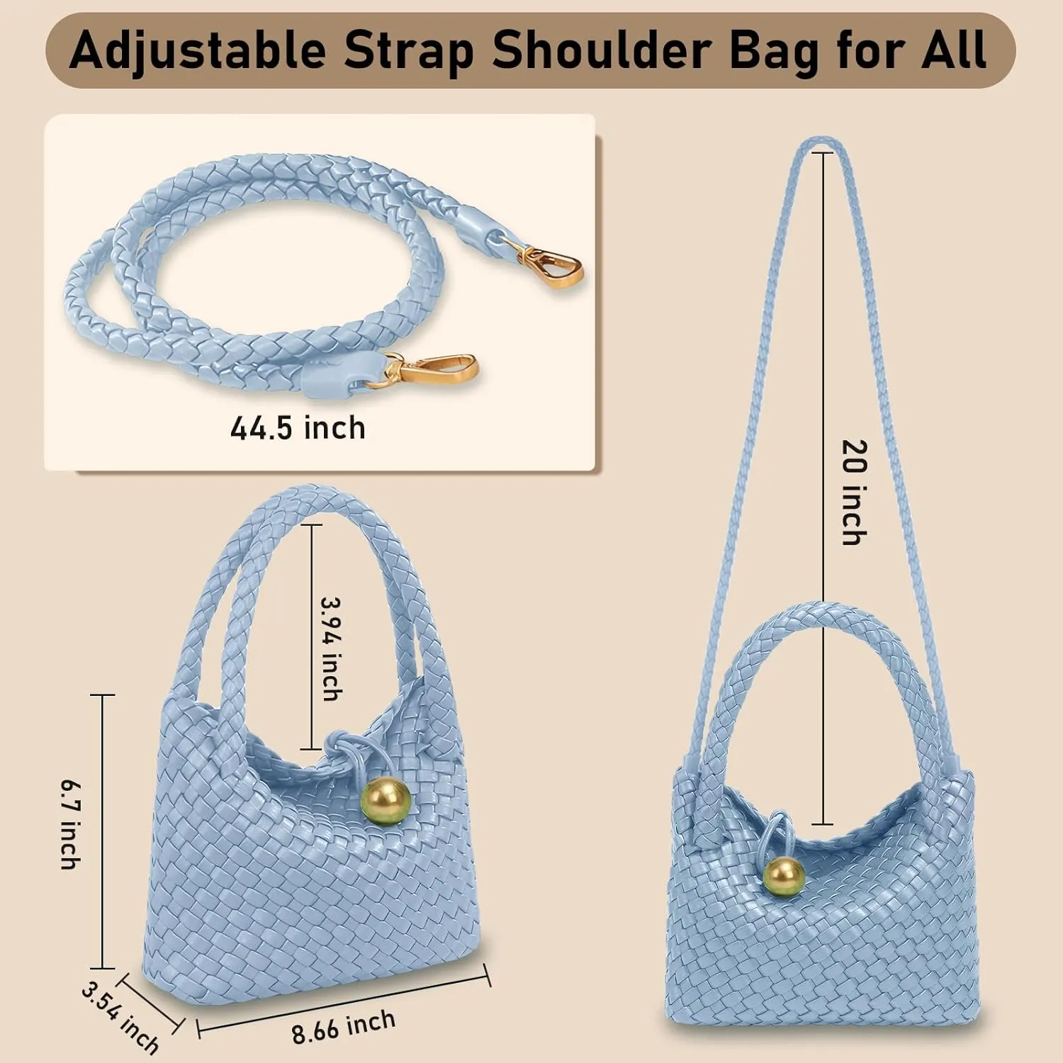 Small Woven Handbag Vegan Leather Top Luxurious Soft Shoulder Crossbody Bag Purse for Women