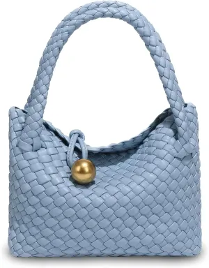 Small Woven Handbag Vegan Leather Top Luxurious Soft Shoulder Crossbody Bag Purse for Women