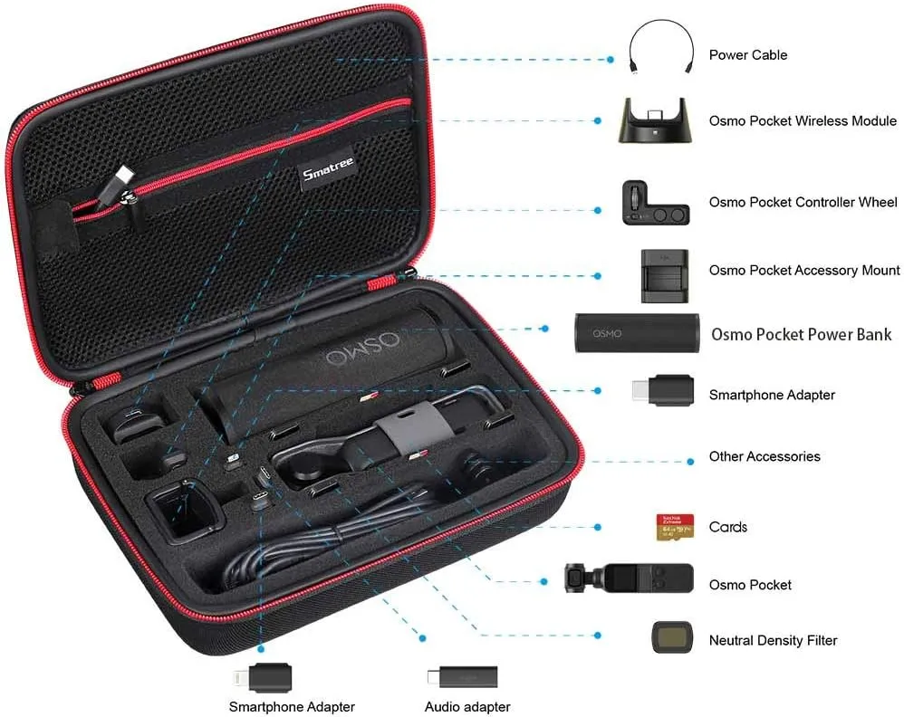 Smatree 3.6 L Hard Carrying Case Compatible with DJI Osmo Pocket 2/Osmo Pocket - Fit for Osmo Pocket Charging Case