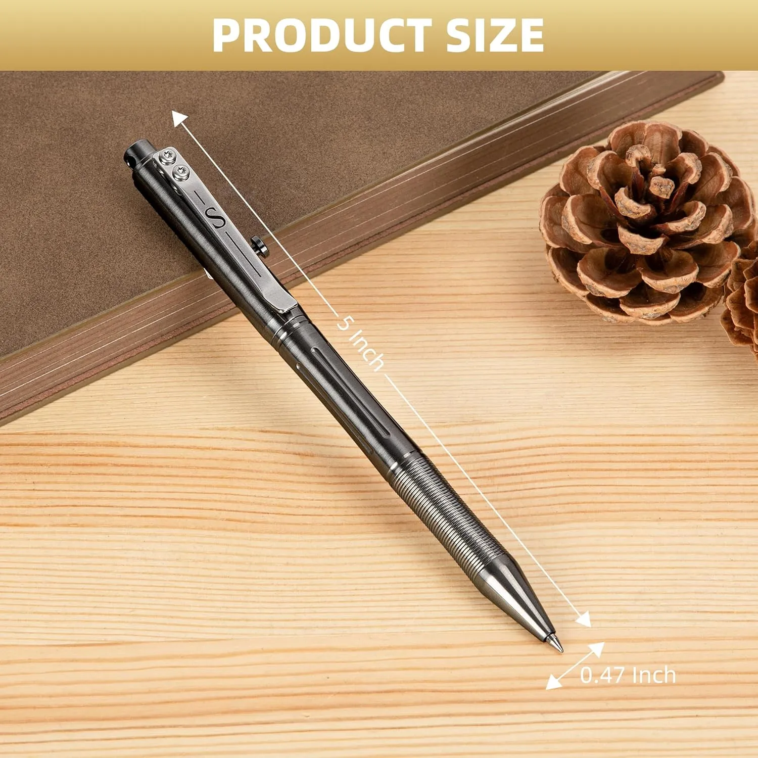 SMOOTHERPRO Stainless Steel Bolt Action Pen Compatible with Pilot G2 Refill Pocket Clip Heavy Weight for Tremor Parkinson Arthritic Hands Color Gray(RG339)