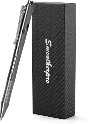 SMOOTHERPRO Stainless Steel Bolt Action Pen Compatible with Pilot G2 Refill Pocket Clip Heavy Weight for Tremor Parkinson Arthritic Hands Color Gray(RG339)