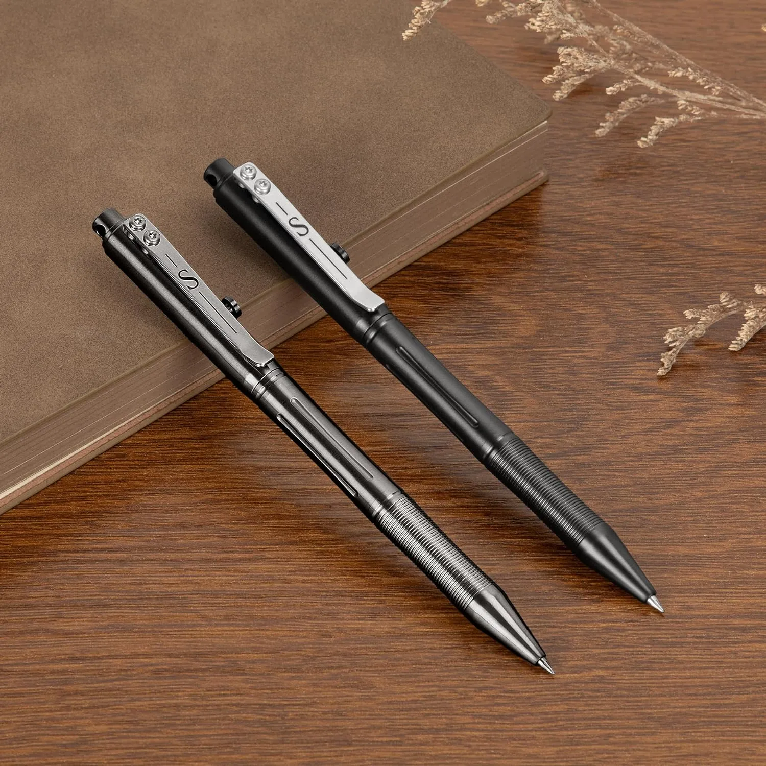 SMOOTHERPRO Stainless Steel Bolt Action Pen Compatible with Pilot G2 Refill Pocket Clip Heavy Weight for Tremor Parkinson Arthritic Hands Color Gray(RG339)