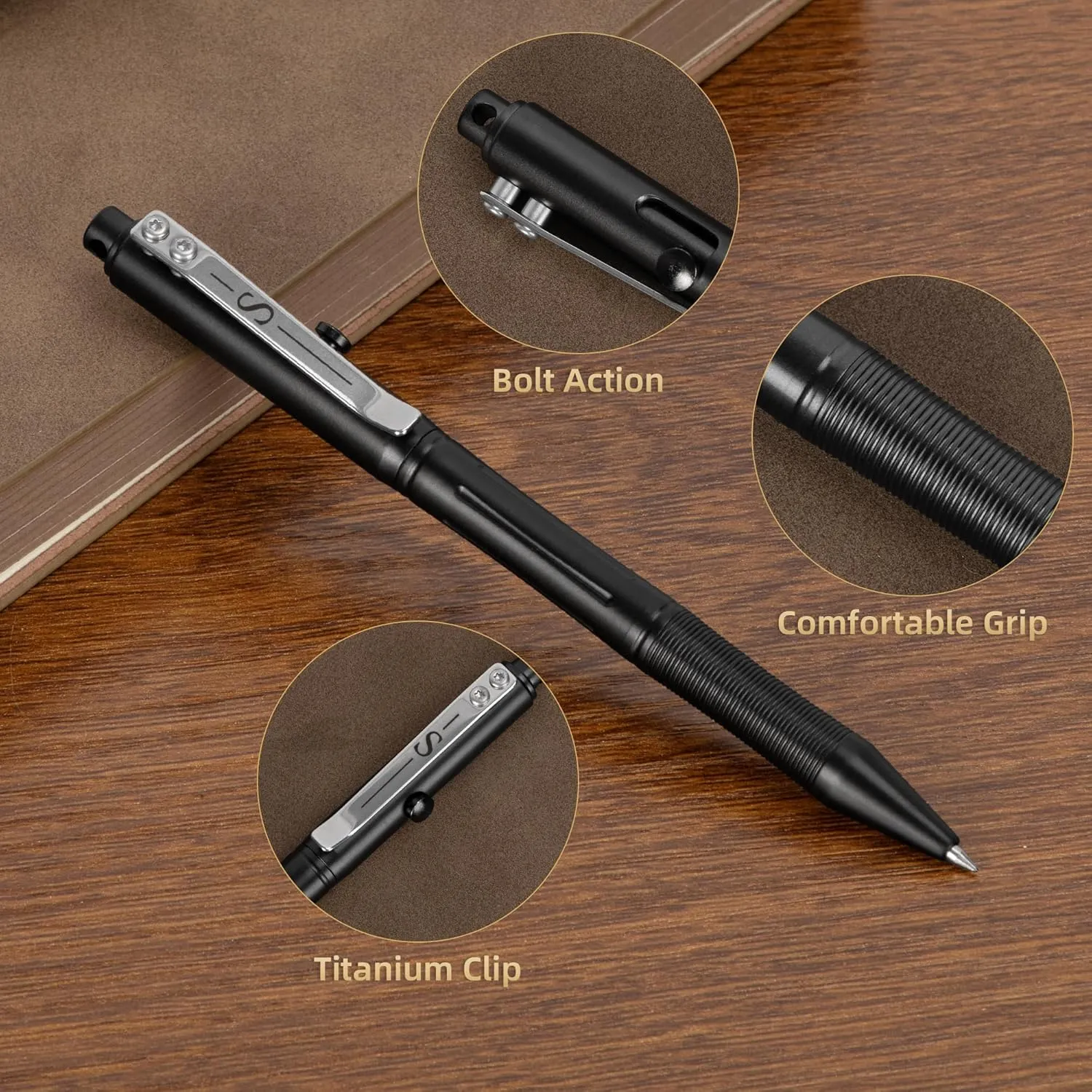 SMOOTHERPRO Stainless Steel Bolt Action Pen Compatible with Pilot G2 Refill Pocket Clip Heavy Weight for Tremor Parkinson Arthritic Hands Color Gray(RG339)