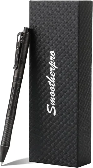 SMOOTHERPRO Titanium Bolt Action Pen Compatible with Pilot G2 Refill Stainless Steel Pocket Clip for EDC Signature Business Writing Journaling Stone Wash Black(RG341)