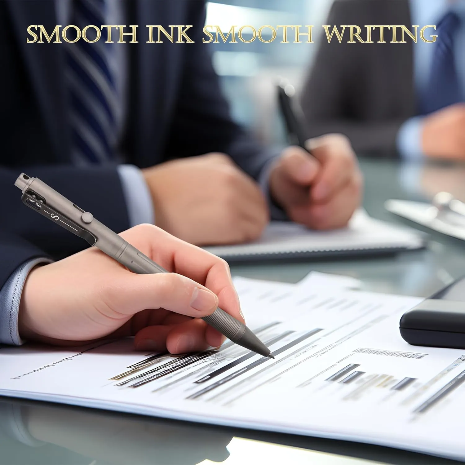 SMOOTHERPRO Titanium Bolt Action Pen Compatible with Pilot G2 Refill Stainless Steel Pocket Clip for EDC Signature Business Writing Journaling Stone Wash Black(RG341)