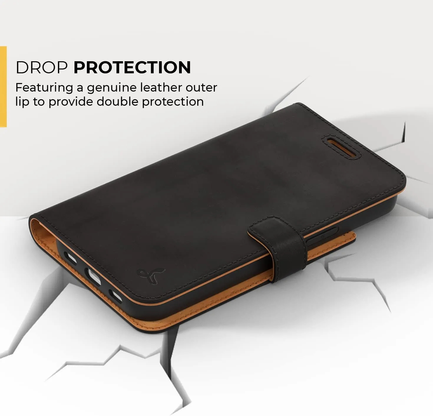 Snakehive iPhone 13 Pro Leather Case | Genuine Leather Wallet Phone Case with Card Holder | Flip Folio Case/Cover with Stand | Compatible with iPhone 13 Pro | (Black)