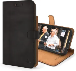 Snakehive iPhone 13 Pro Leather Case | Genuine Leather Wallet Phone Case with Card Holder | Flip Folio Case/Cover with Stand | Compatible with iPhone 13 Pro | (Black)