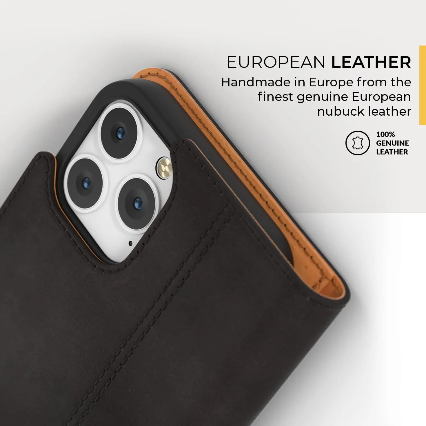 Snakehive iPhone 13 Pro Leather Case | Genuine Leather Wallet Phone Case with Card Holder | Flip Folio Case/Cover with Stand | Compatible with iPhone 13 Pro | (Black)