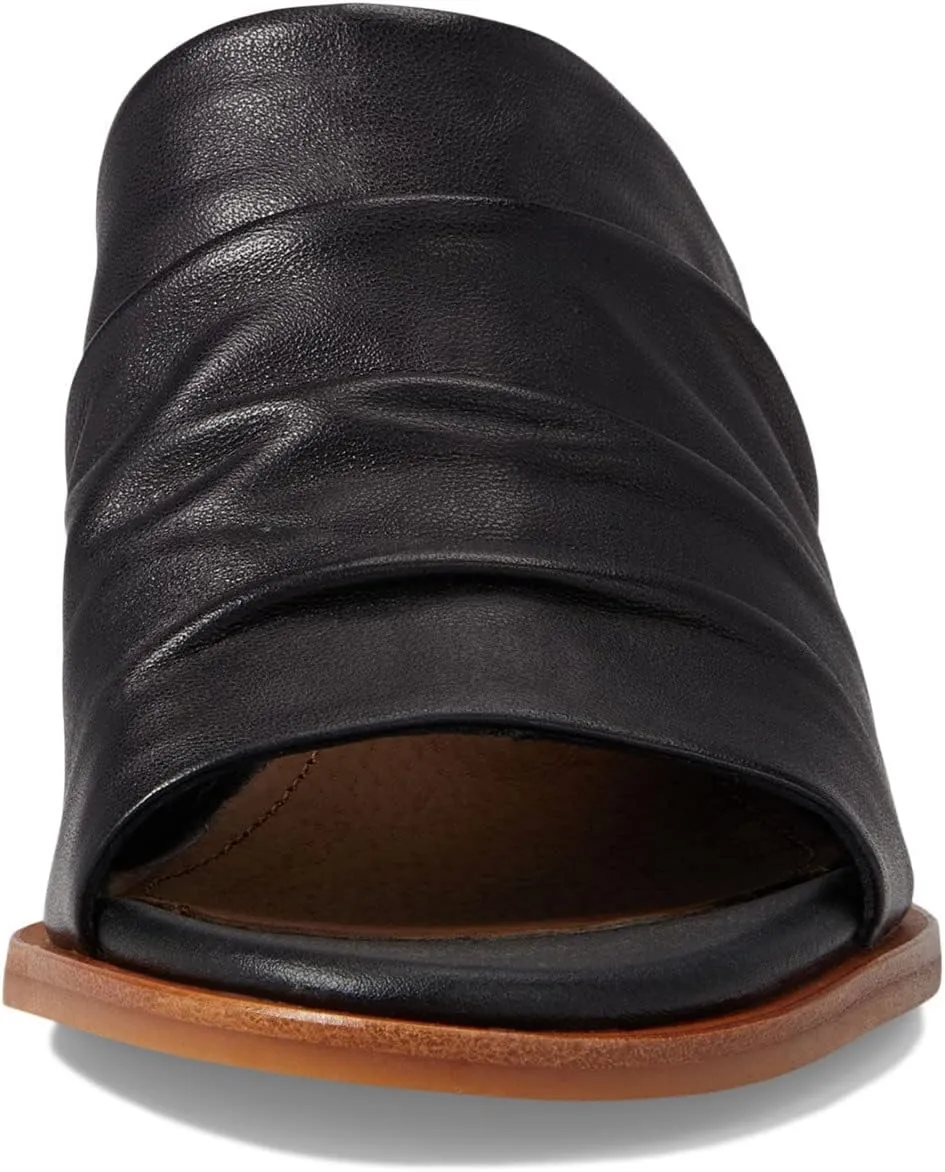 Sofft Chrissie - Heels for Women - Supple Ruched Leather Upper - Round Open Toe - Rounded Stacked Heel
