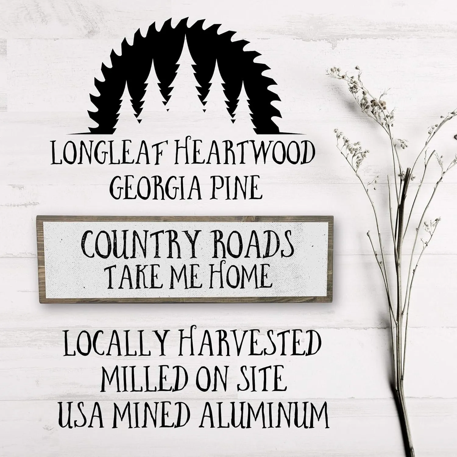 Southern Wood Signs (Medium - Wood And Metal, Country Roads Take Me Home)
