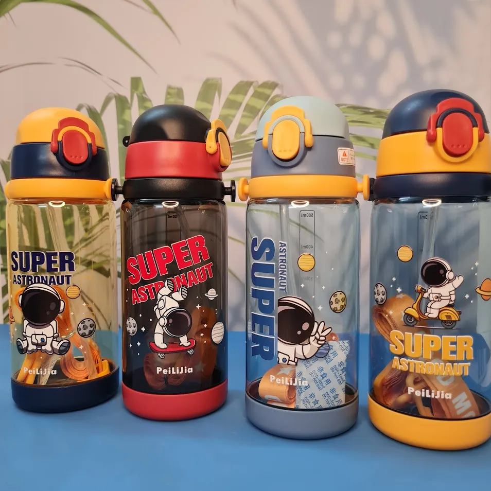 Space Theme Plastic Water Bottle for Kids - Anti-Leak
