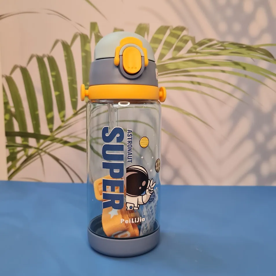 Space Theme Plastic Water Bottle for Kids - Anti-Leak