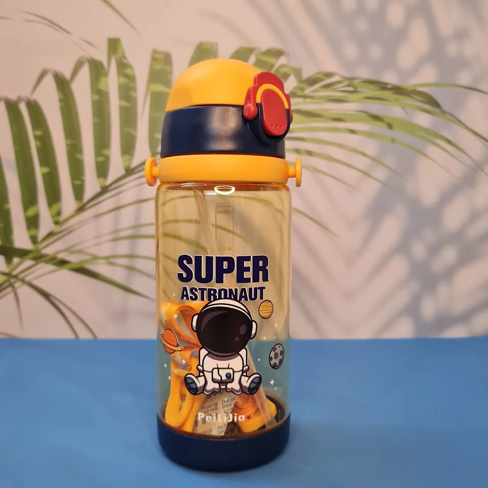 Space Theme Plastic Water Bottle for Kids - Anti-Leak