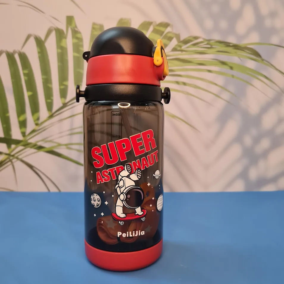 Space Theme Plastic Water Bottle for Kids - Anti-Leak