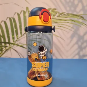 Space Theme Plastic Water Bottle for Kids - Anti-Leak