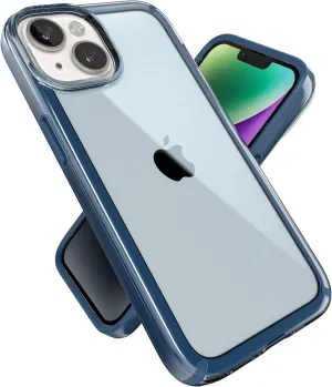 Speck Clear iPhone Case - Drop Protection, Scratch Resistant & Anti-Yellowing Dual Layer Case for iPhone 14 & 13 - 6.1 inch Model - Glass Navy/Winter Navy GemShell