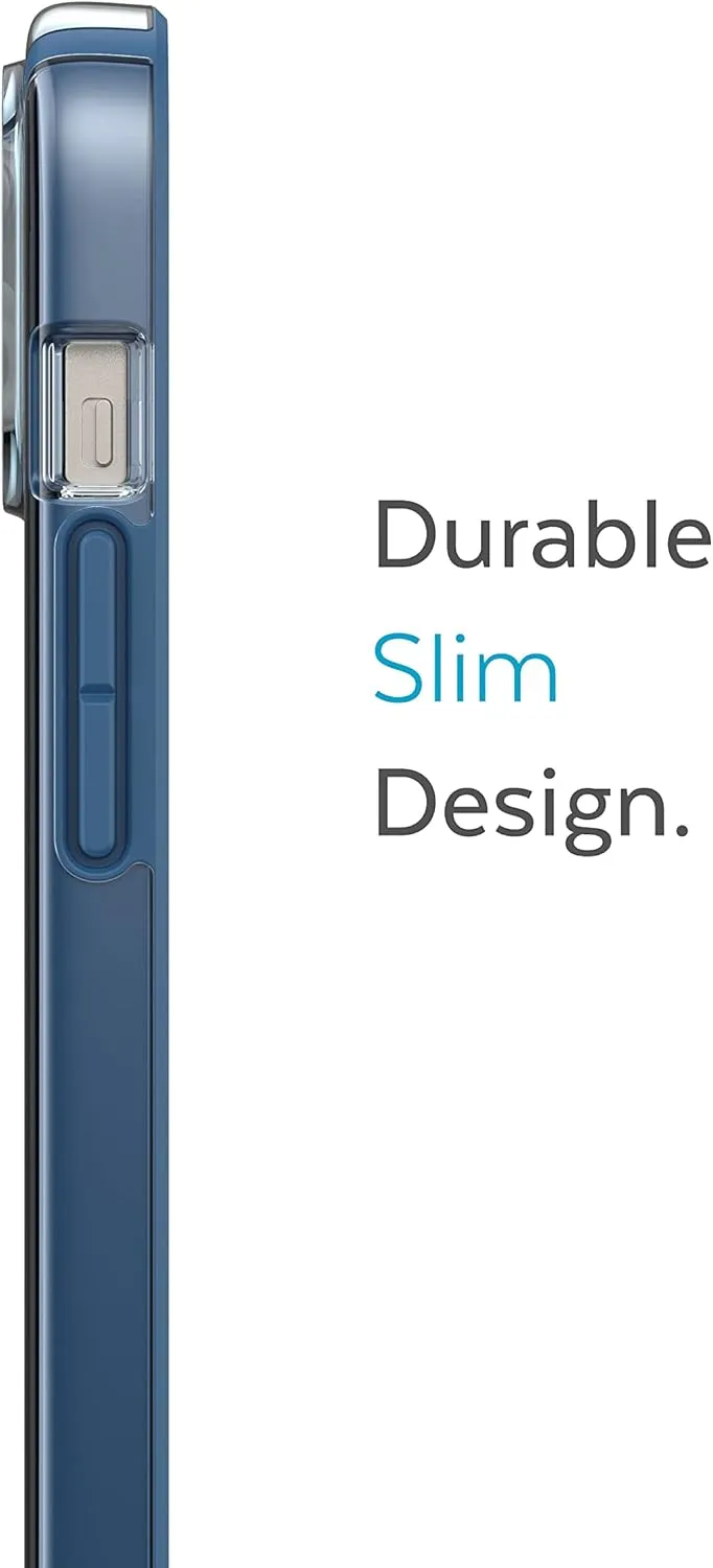 Speck Clear iPhone Case - Drop Protection, Scratch Resistant & Anti-Yellowing Dual Layer Case for iPhone 14 & 13 - 6.1 inch Model - Glass Navy/Winter Navy GemShell