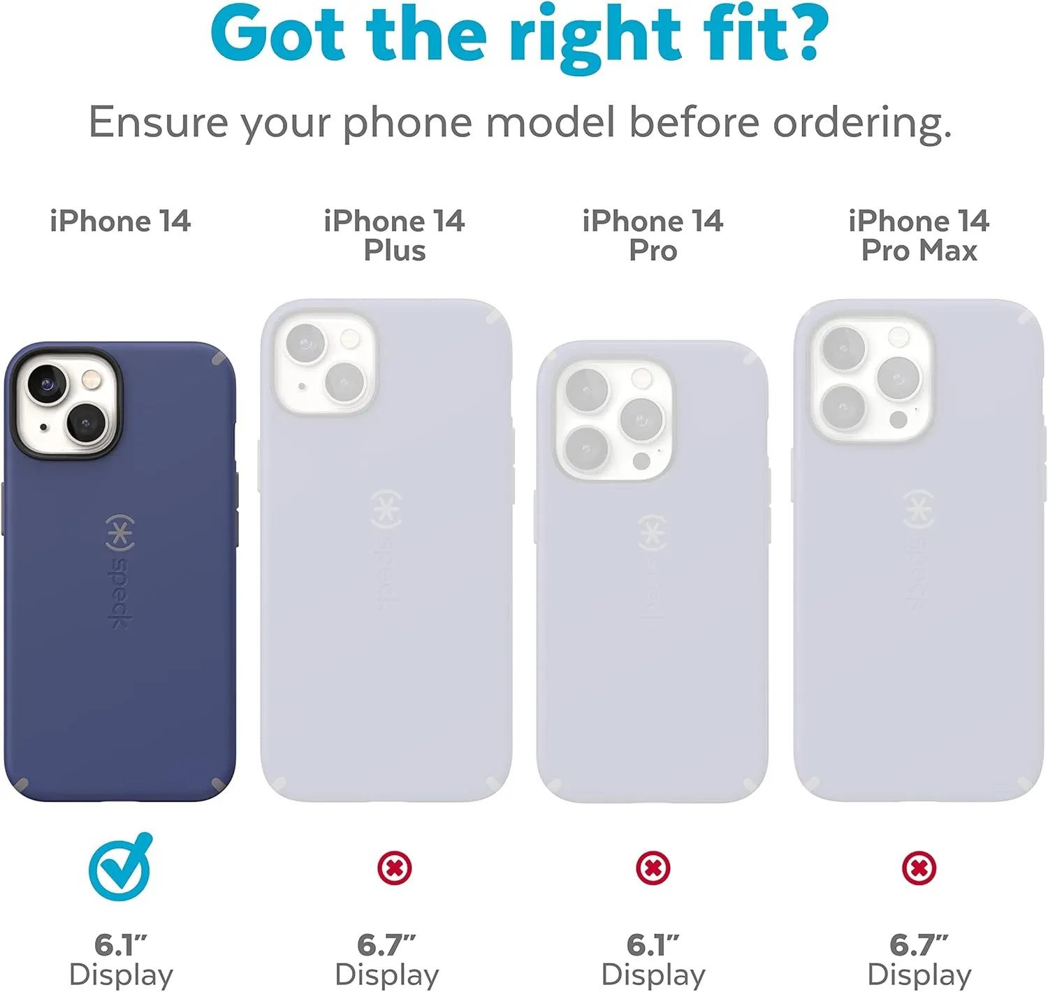 Speck Clear iPhone Case - Drop Protection, Scratch Resistant & Anti-Yellowing Dual Layer Case for iPhone 14 & 13 - 6.1 inch Model - Glass Navy/Winter Navy GemShell