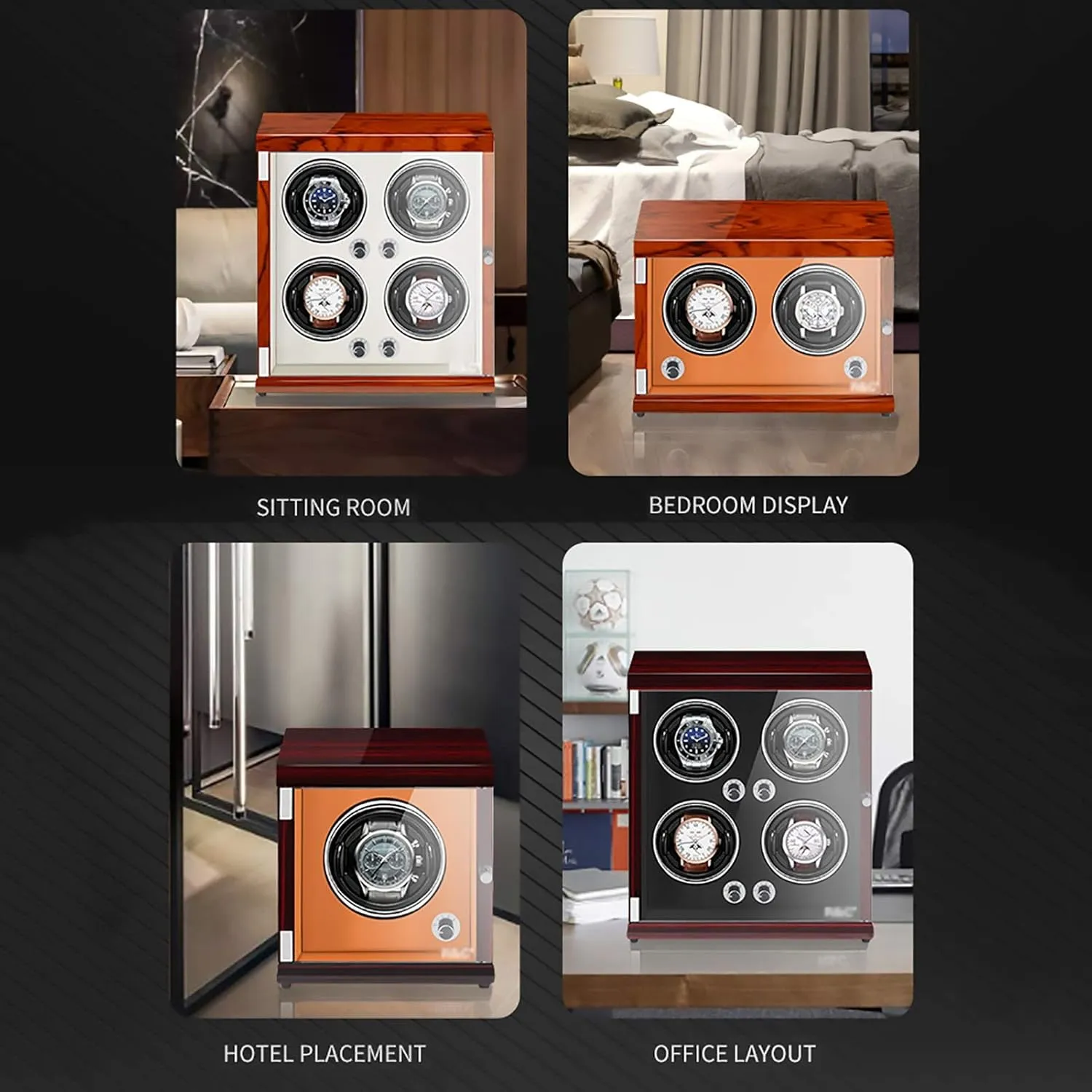 Spinner winding box Watch Winders - Plug-in/Battery Style Vertical Watch Shaker Automatic Mechanical Watch Winding Box Quiet Watch Storage Case with Light-sensitive LED Light Quiet and well operated