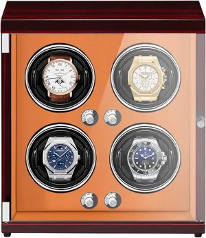 Spinner winding box Watch Winders - Plug-in/Battery Style Vertical Watch Shaker Automatic Mechanical Watch Winding Box Quiet Watch Storage Case with Light-sensitive LED Light Quiet and well operated