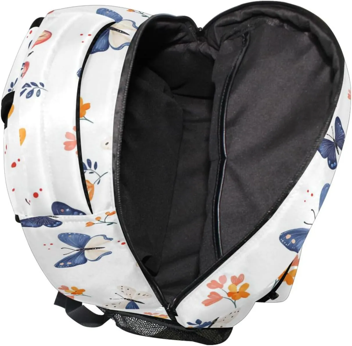 Sport Backpack for Men and Women Waterproof School Book Bag with Chest Strap for College Work Cartoon Cute Butterflies White